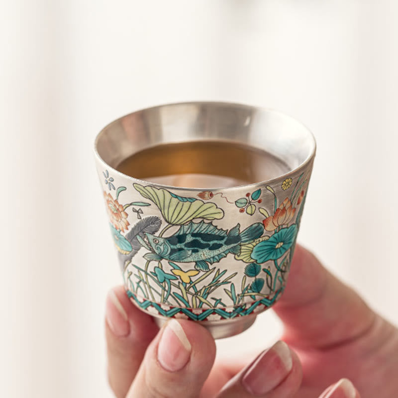 Nimara Ritual Fish Lotus Seaweed Teacup Kung Fu Tea Cup 45ml With Gift Box