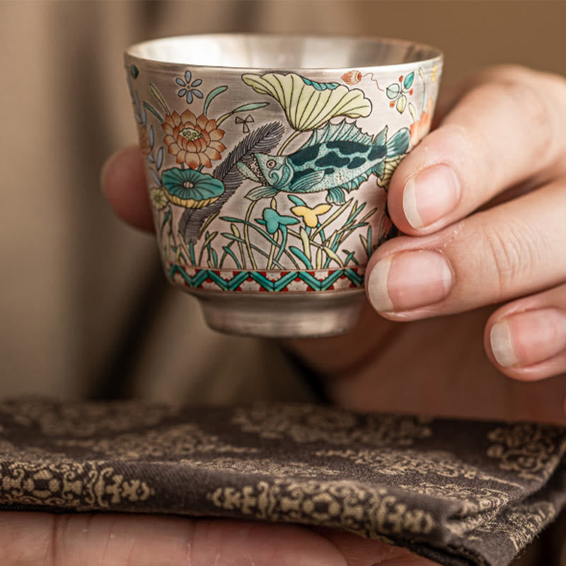 Nimara Ritual Fish Lotus Seaweed Teacup Kung Fu Tea Cup 45ml With Gift Box