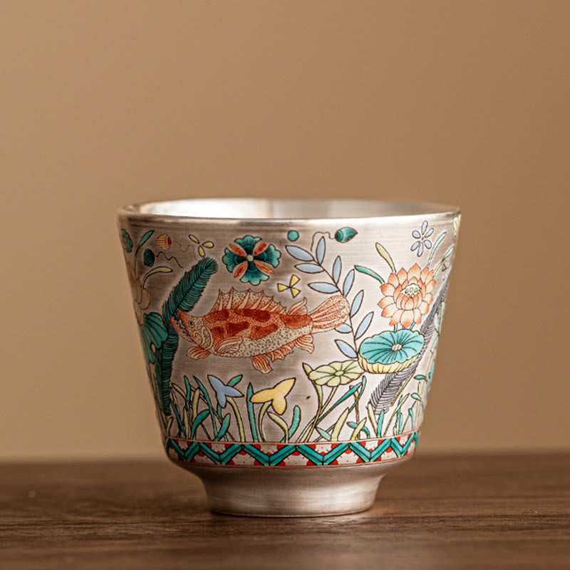 Nimara Ritual Fish Lotus Seaweed Teacup Kung Fu Tea Cup 45ml With Gift Box