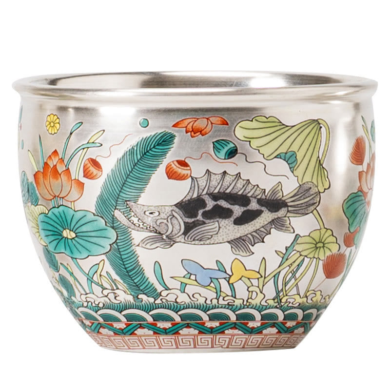 Nimara Ritual Fish Lotus Seaweed Valley Mountains Pine Tree Dragon Teacup Kung Fu Tea Cup With Gift Box