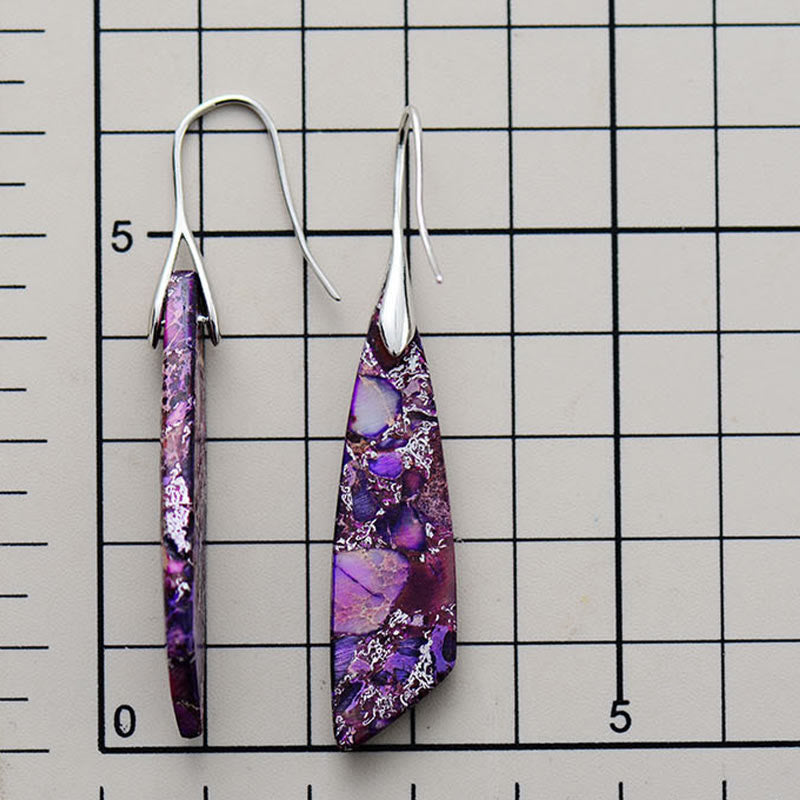 Nimara Ritual Natural Emperor Stone Geometric Crystal Anti-Stress Earrings