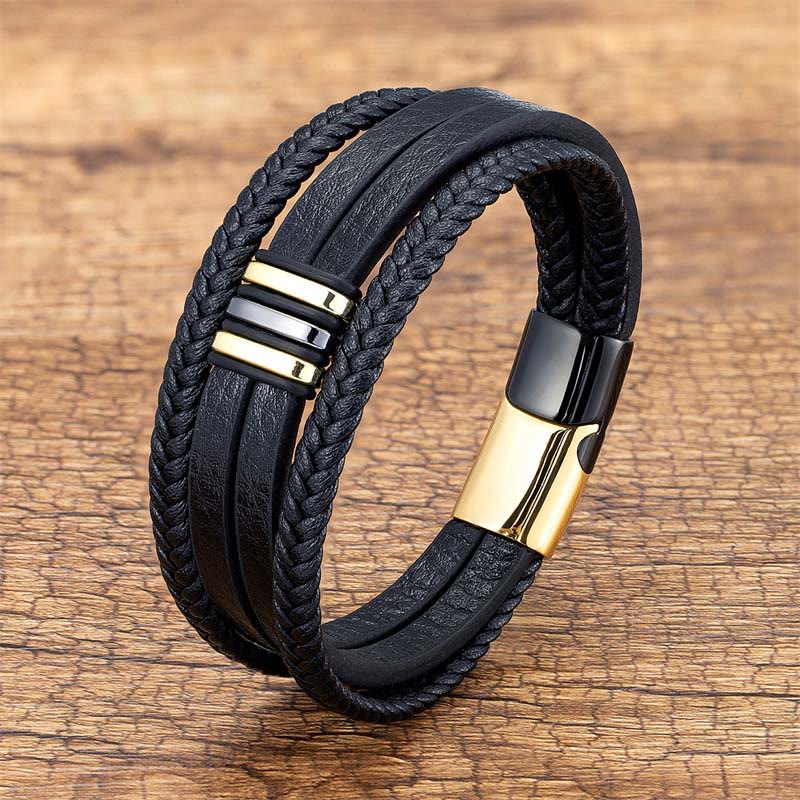 Nimara Ritual Handmade Braided Leather Calm Titanium Steel Buckle Bracelet