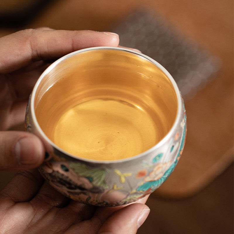 Nimara Ritual Fish Lotus Seaweed Valley Mountains Pine Tree Dragon Teacup Kung Fu Tea Cup With Gift Box