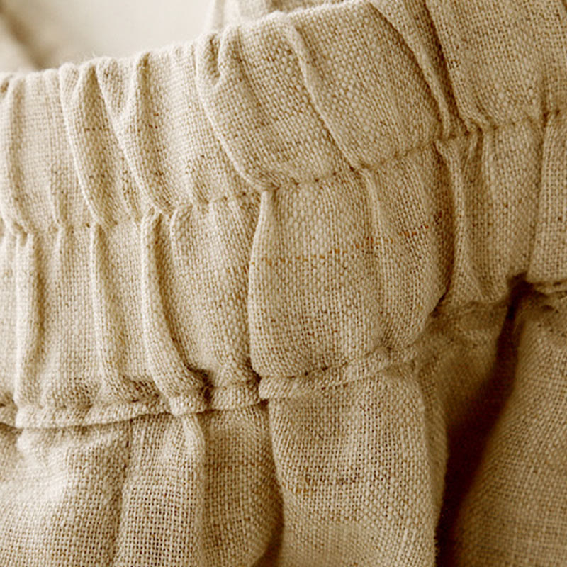Nimara Ritual Summer Solid Color Side Button Design Cotton Linen Women's Harem Pants With Pockets