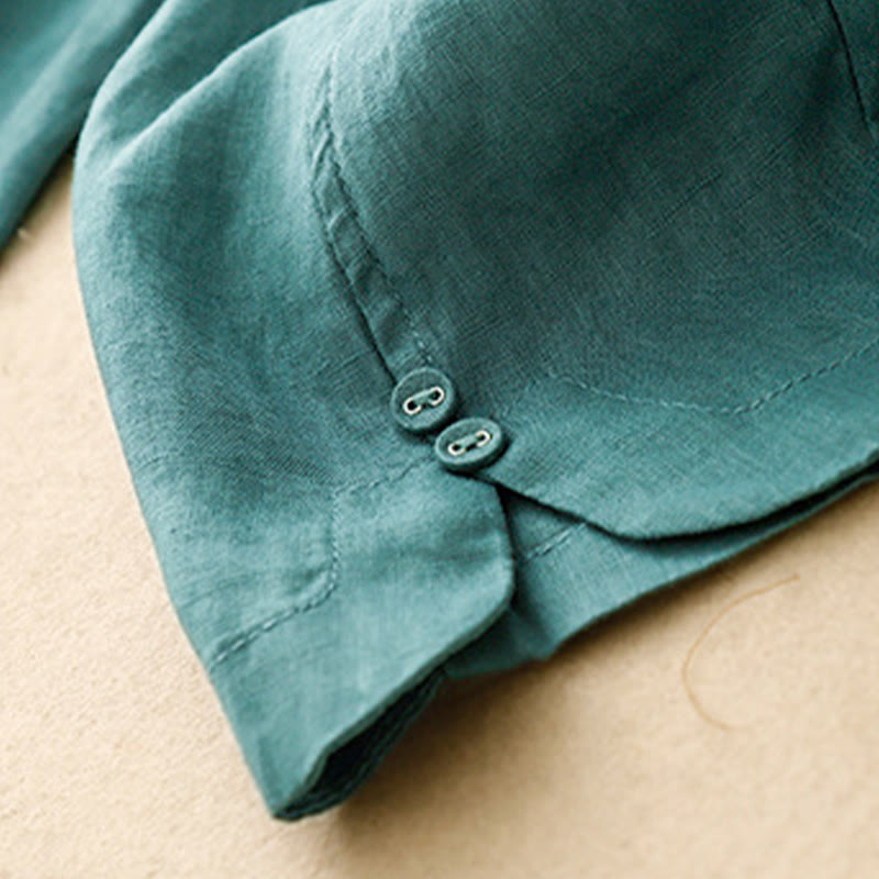 Nimara Ritual Summer Solid Color Side Button Design Cotton Linen Women's Harem Pants With Pockets