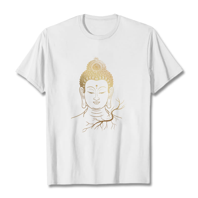 Nimara Ritual Golden Meditation Buddha Head Tee T-shirt
