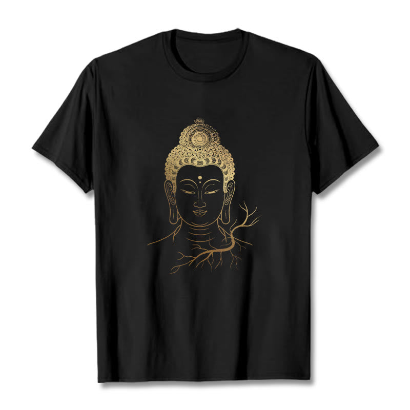 Nimara Ritual Golden Meditation Buddha Head Tee T-shirt