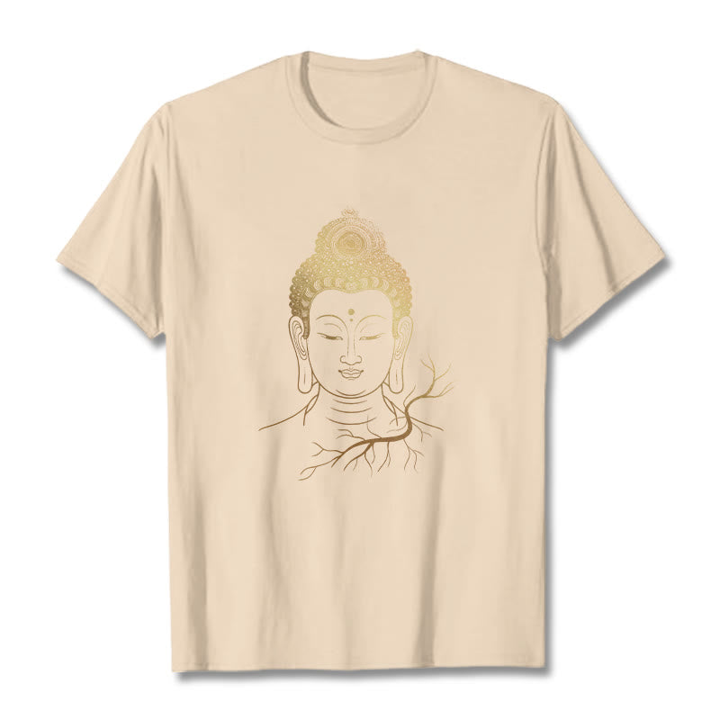 Nimara Ritual Golden Meditation Buddha Head Tee T-shirt
