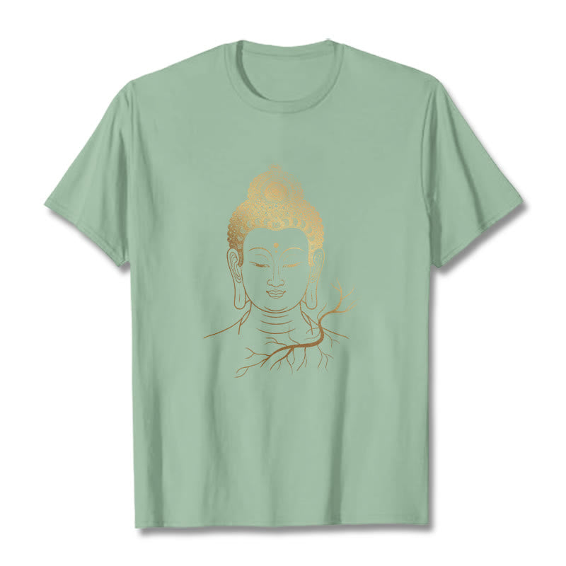 Nimara Ritual Golden Meditation Buddha Head Tee T-shirt