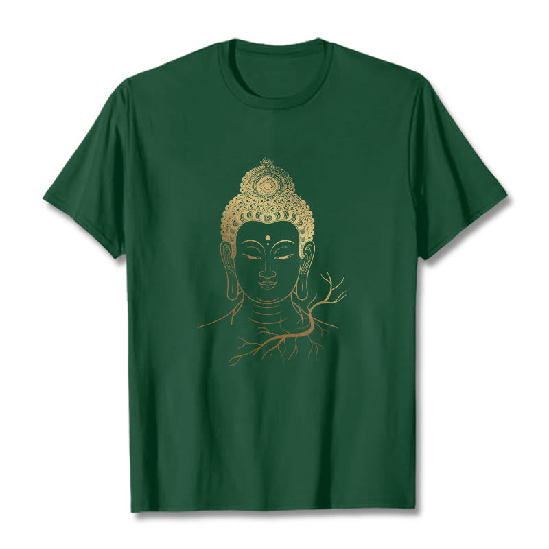 Nimara Ritual Golden Meditation Buddha Head Tee T-shirt