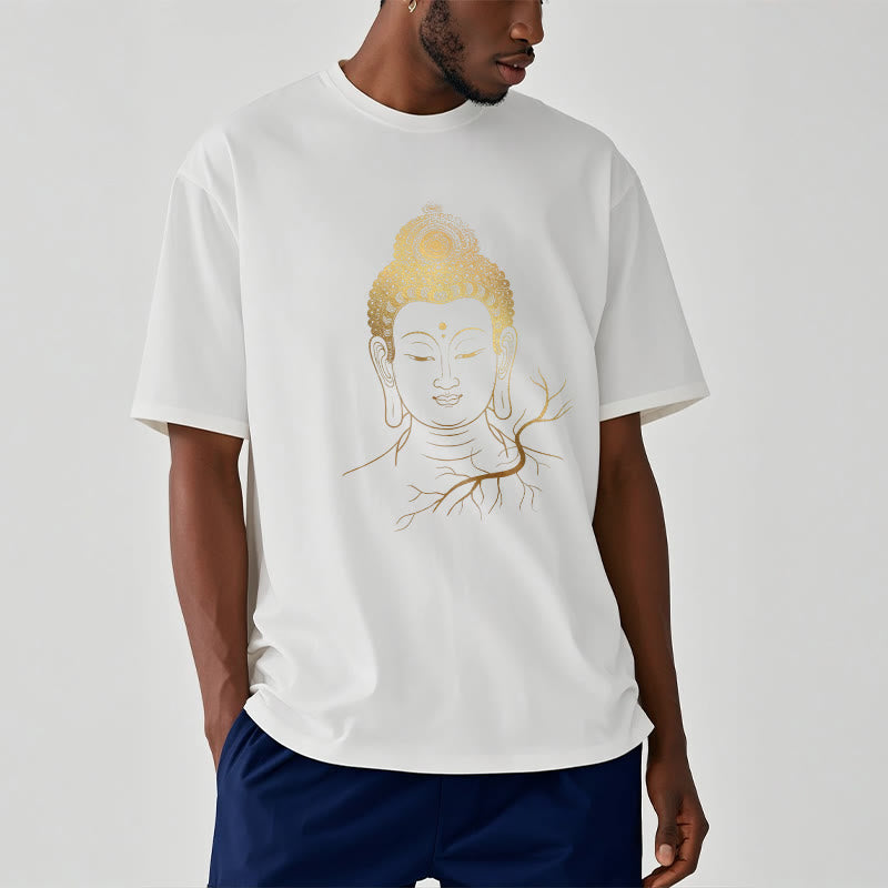Nimara Ritual Golden Meditation Buddha Head Tee T-shirt