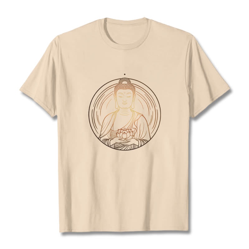 Nimara Ritual Golden Buddha Holding A Lotus Flower Tee T-shirt