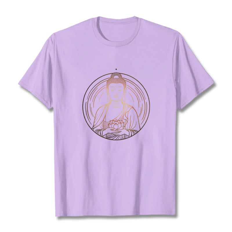 Nimara Ritual Golden Buddha Holding A Lotus Flower Tee T-shirt