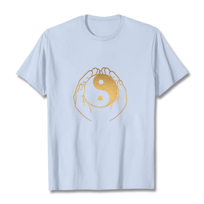 Nimara Ritual Hands Holding A Golden Yin Yang Tee T-shirt