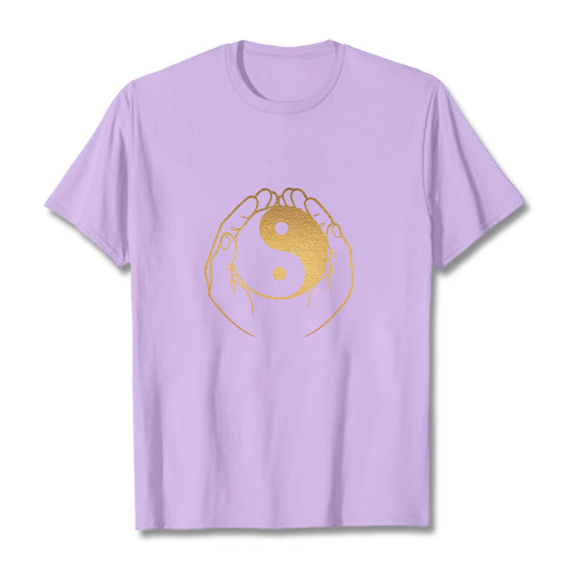 Nimara Ritual Hands Holding A Golden Yin Yang Tee T-shirt
