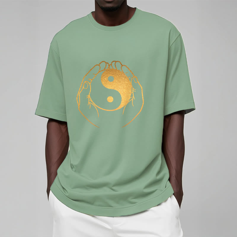Nimara Ritual Hands Holding A Golden Yin Yang Tee T-shirt