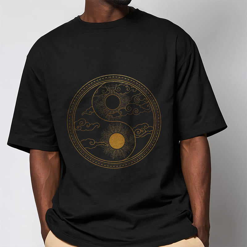 Nimara Ritual Yin Yang Sun Auspicious Clouds Tee T-shirt