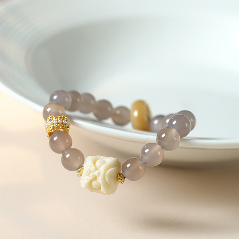 Nimara Ritual Amber Gray Agate Ivory Fruit Confidence Bracelet