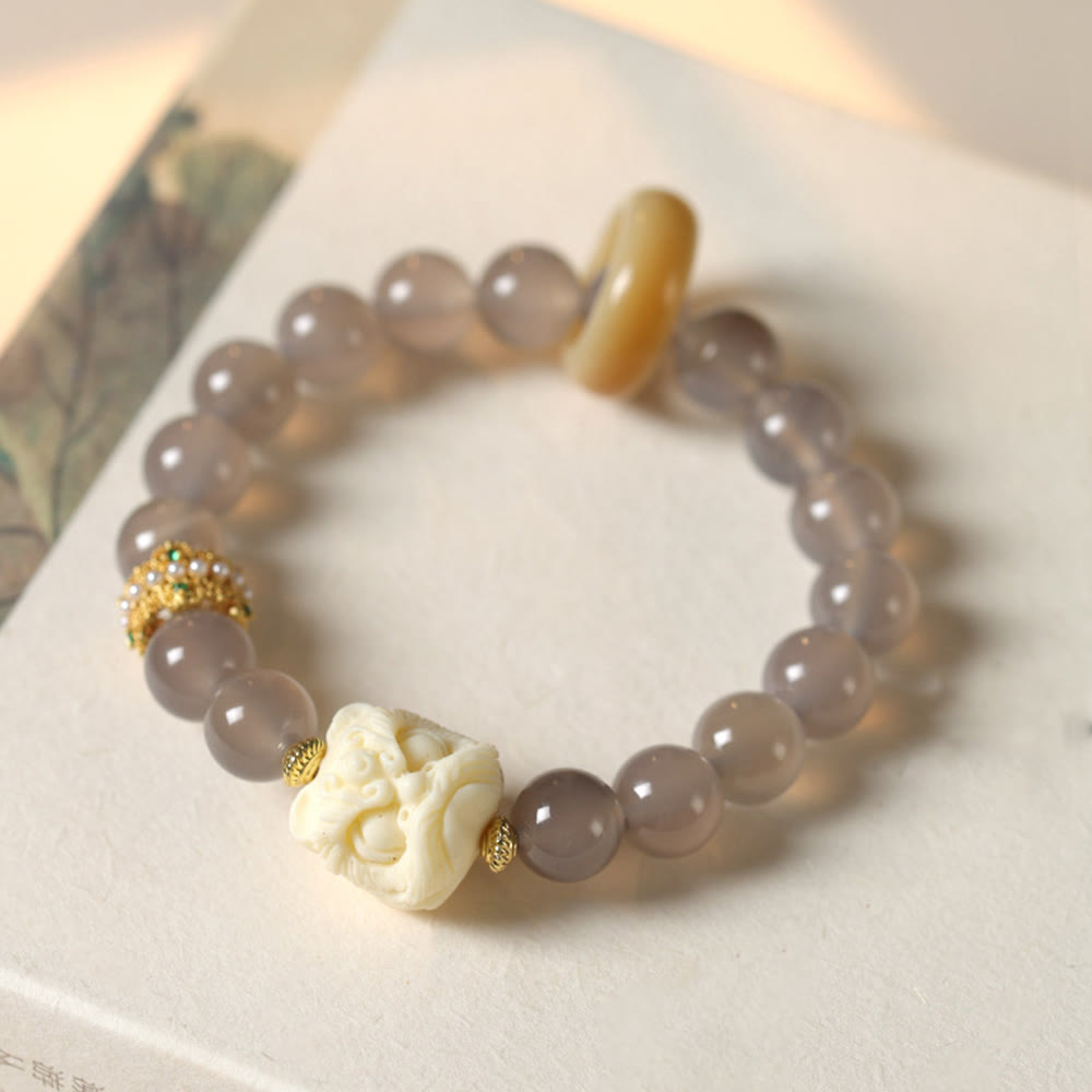 Nimara Ritual Amber Gray Agate Ivory Fruit Confidence Bracelet