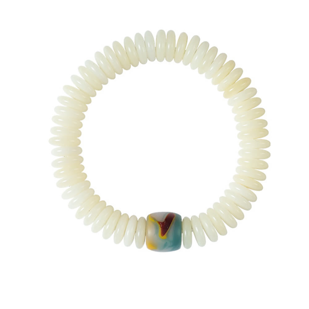 Nimara Ritual Natural White Bodhi Seed Stone Wisdom Tassel Bracelet