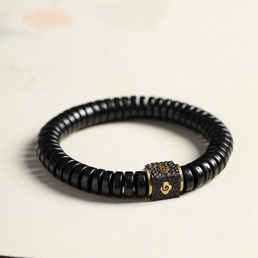 Nimara Ritual Tibetan Coconut Shell Auspicious Clouds Positive Bracelet