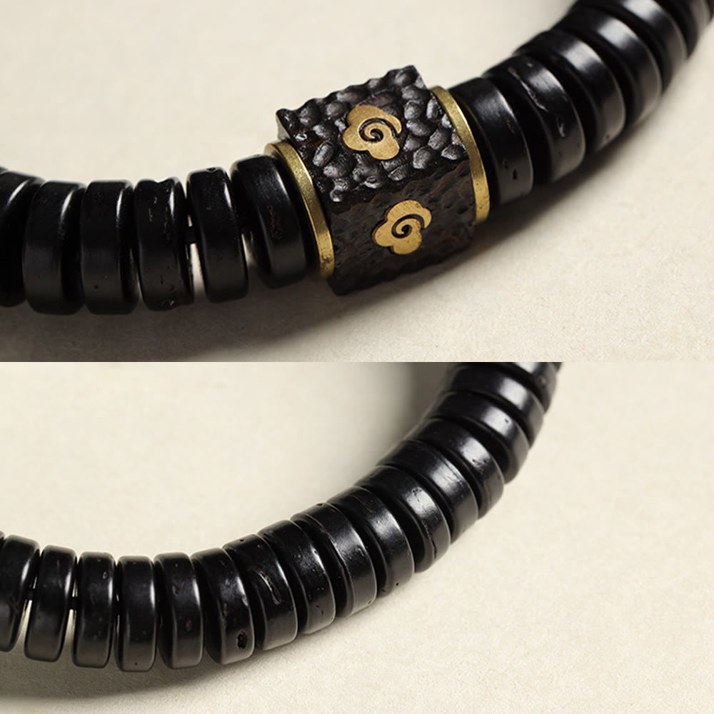 Nimara Ritual Tibetan Coconut Shell Auspicious Clouds Positive Bracelet