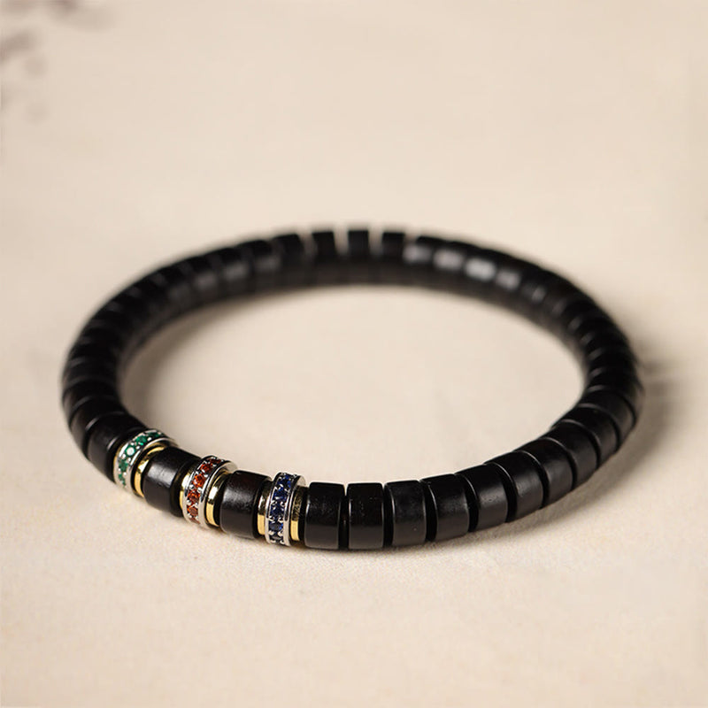Nimara Ritual Ebony Wood Small Leaf Red Sandalwood Zircon Peace Bracelet