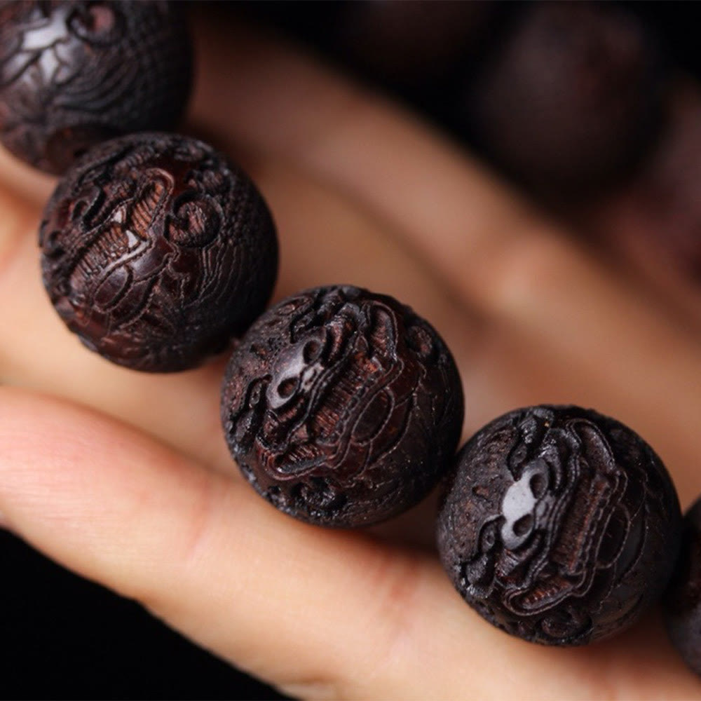 Nimara Ritual Tibetan Rosewood Engraving PiXiu Warmth Bracelet