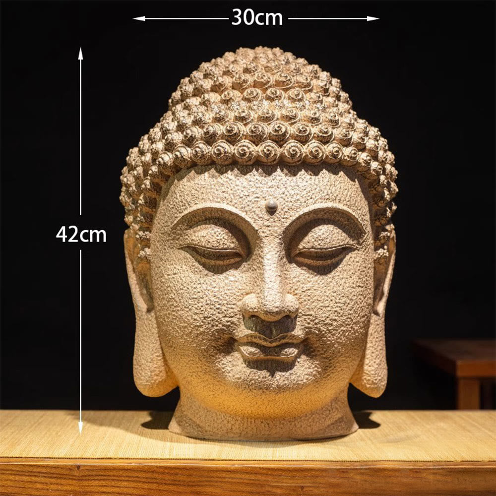 Nimara Ritual Closed Eyes Meditating Buddha Head Resin Statue Zen Home Decoration 42*30*30cm