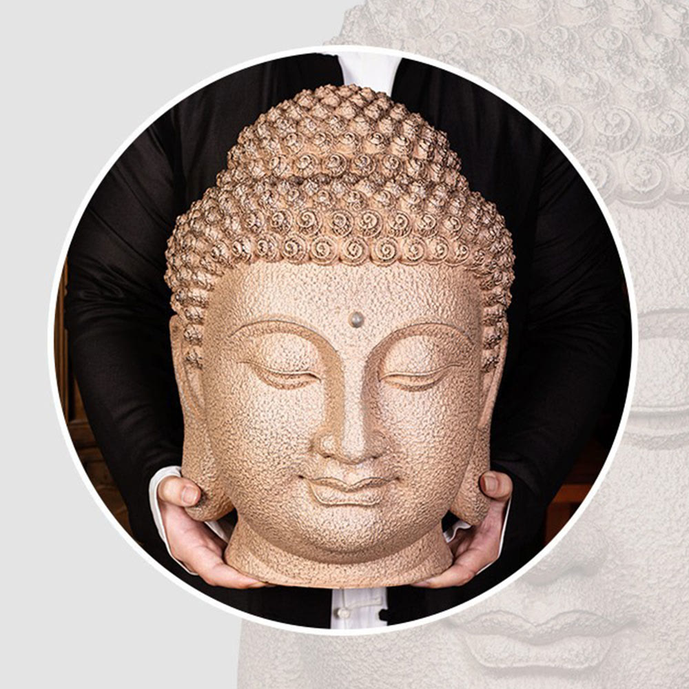 Nimara Ritual Closed Eyes Meditating Buddha Head Resin Statue Zen Home Decoration 42*30*30cm