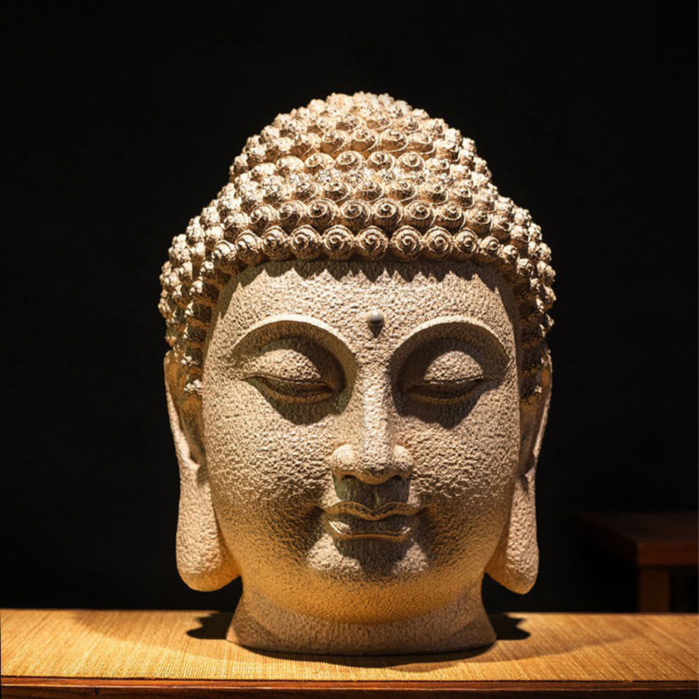 Nimara Ritual Closed Eyes Meditating Buddha Head Resin Statue Zen Home Decoration 42*30*30cm