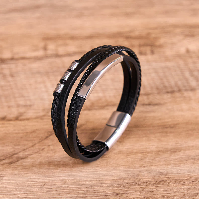 Nimara Ritual Fashion Titanium Steel Leather Hand Woven Magnetic Buckle Strengthen Bracelet
