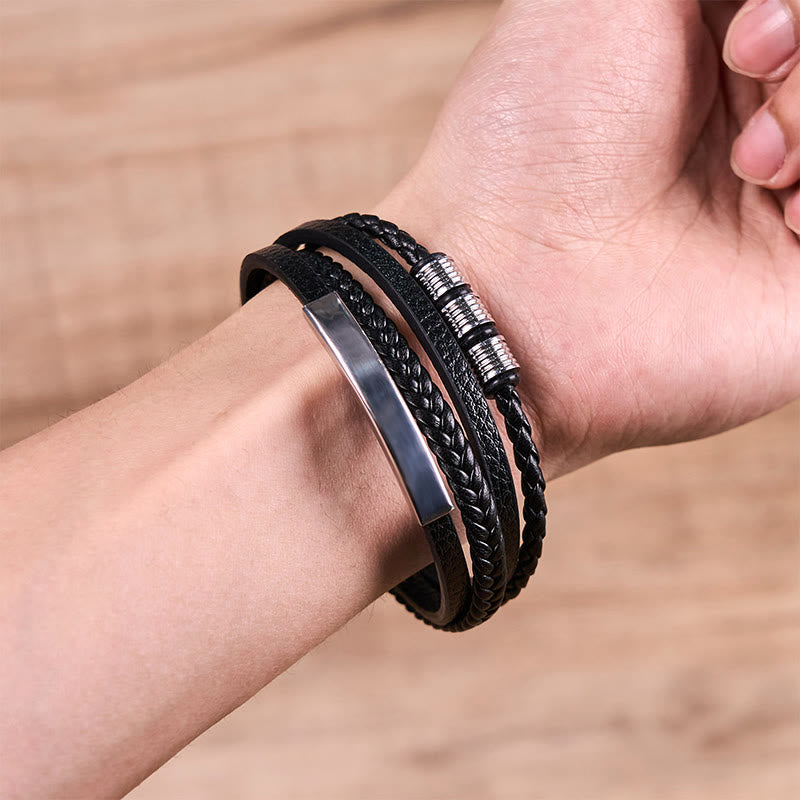 Nimara Ritual Fashion Titanium Steel Leather Hand Woven Magnetic Buckle Strengthen Bracelet