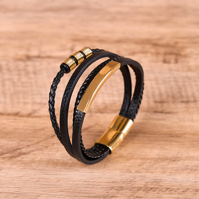 Nimara Ritual Fashion Titanium Steel Leather Hand Woven Magnetic Buckle Strengthen Bracelet