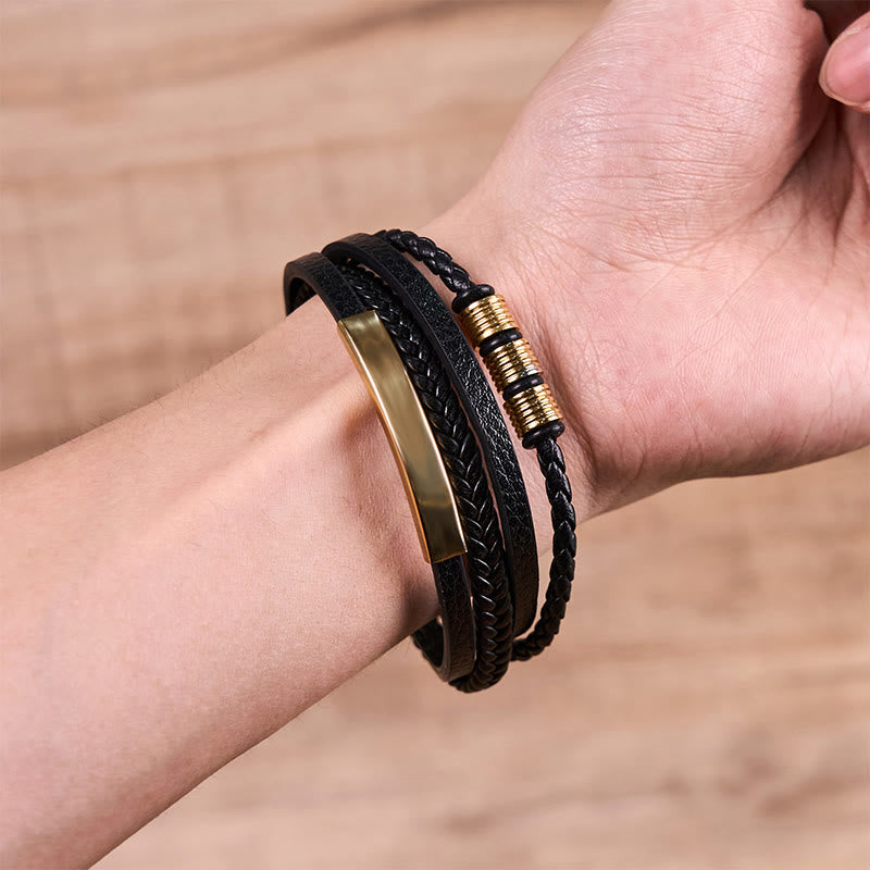 Nimara Ritual Fashion Titanium Steel Leather Hand Woven Magnetic Buckle Strengthen Bracelet