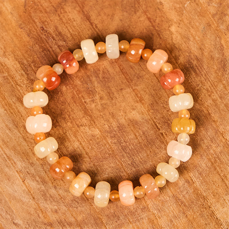 Nimara Ritual Golden Silk Jade Pumpkin Beads Wealth Luck Bracelet