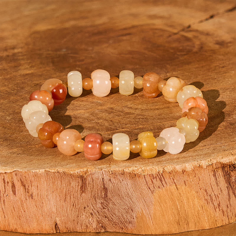 Nimara Ritual Golden Silk Jade Pumpkin Beads Wealth Luck Bracelet
