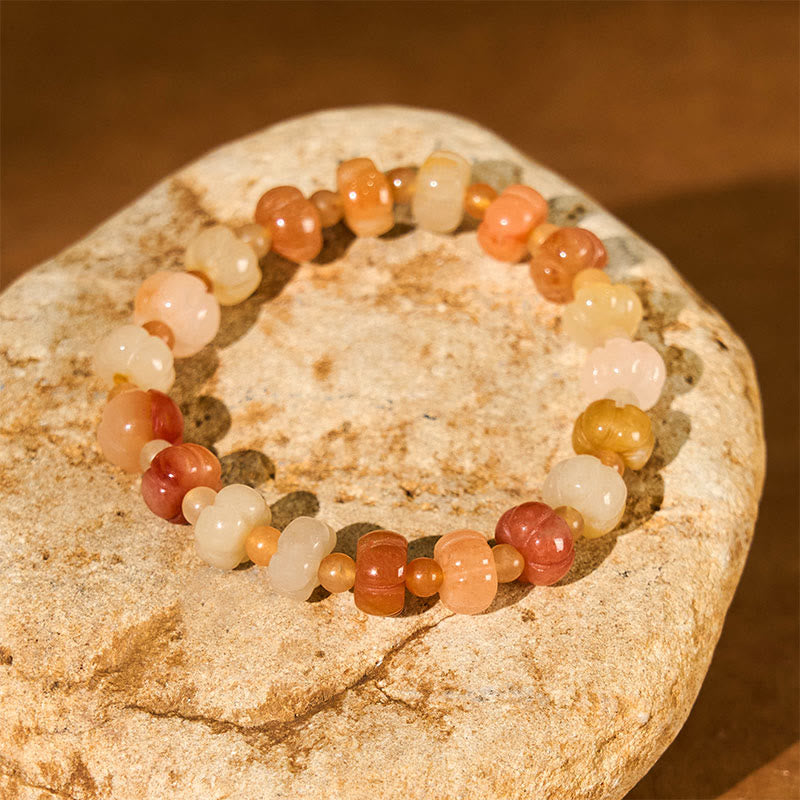 Nimara Ritual Golden Silk Jade Pumpkin Beads Wealth Luck Bracelet