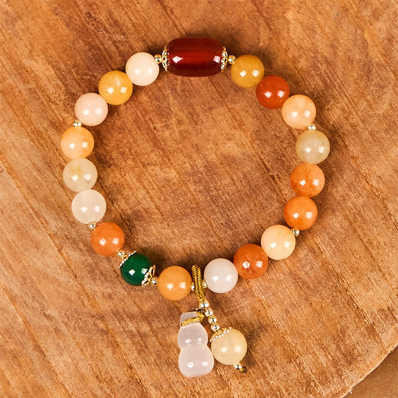 Nimara Ritual Golden Silk Jade Beads Gourd Wealth Luck Bracelet