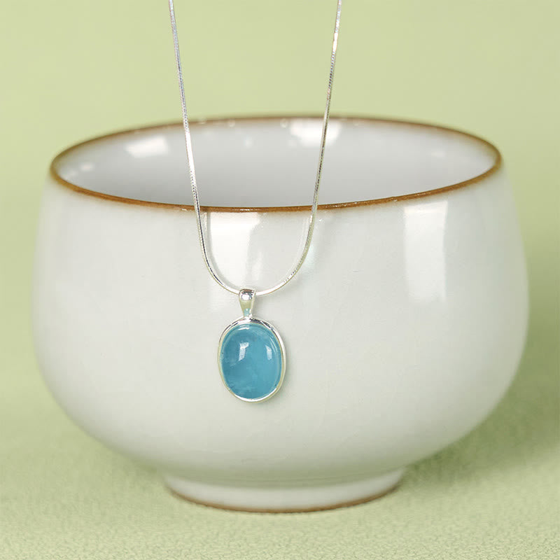 Nimara Ritual 925 Sterling Silver Aquamarine Healing Clavicle Chain Necklace Pendant
