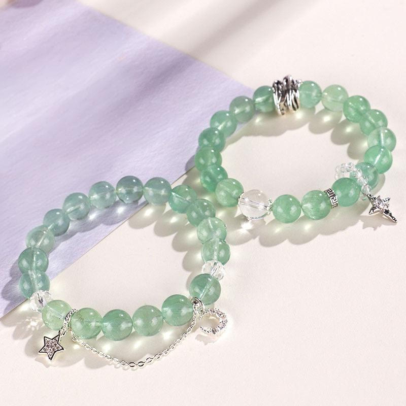 Nimara Ritual Green Fluorite Beads Moon Star Peace Bracelet