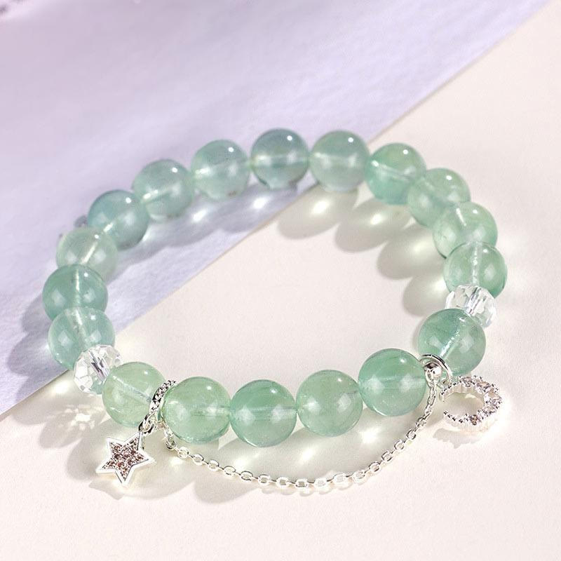Nimara Ritual Green Fluorite Beads Moon Star Peace Bracelet
