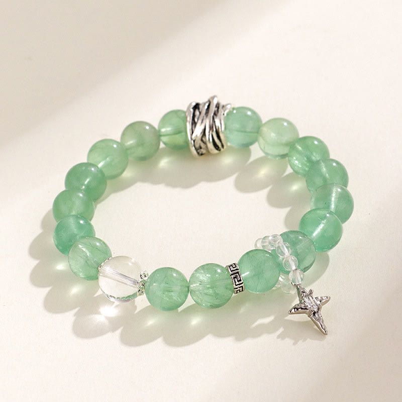 Nimara Ritual Green Fluorite Beads Moon Star Peace Bracelet