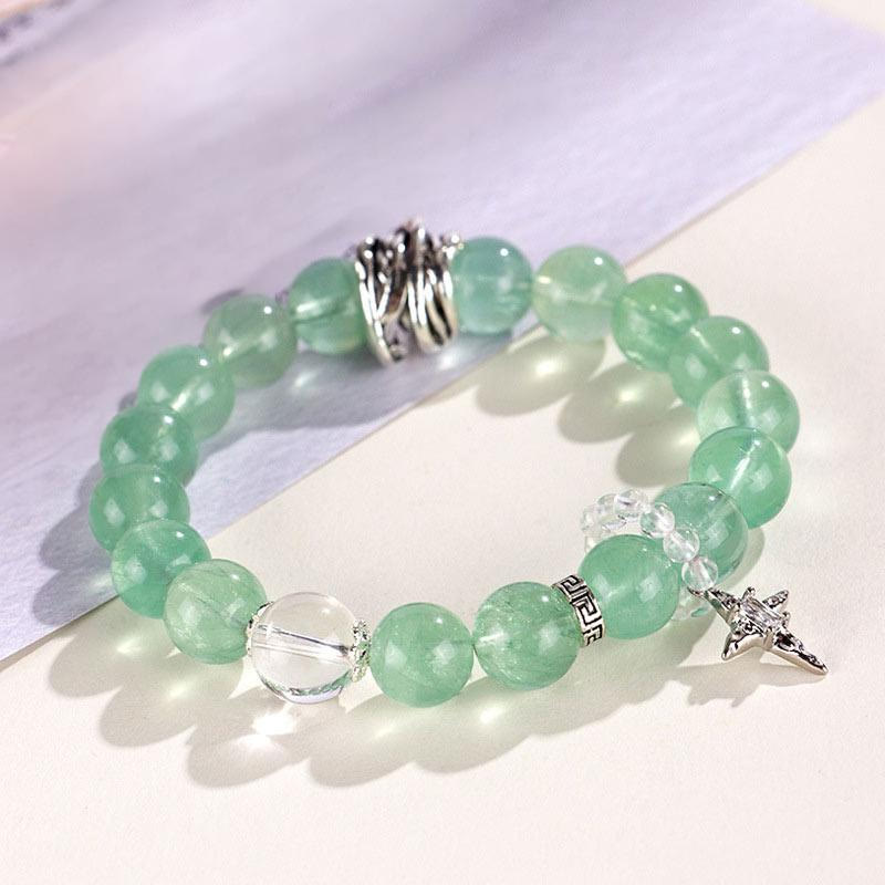 Nimara Ritual Green Fluorite Beads Moon Star Peace Bracelet