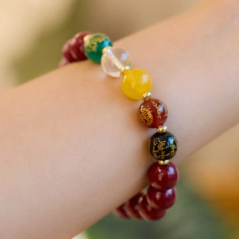 Nimara Ritual Cinnabar Agate Five Directions Gods Of Wealth Blessing Bracelet