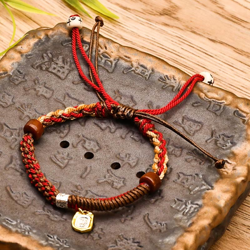 Nimara Ritual Handmade Tibetan Zakiram Goddess Of Wealth Wood Protection Braided Bracelet