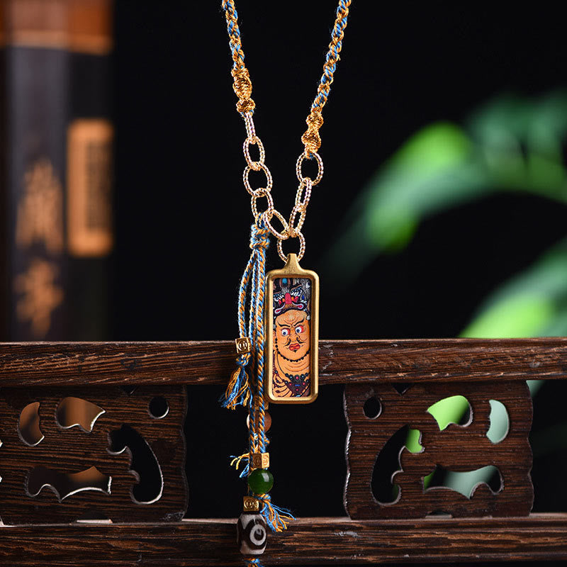 Nimara Ritual Tibet God Of Wealth Titanium Steel Thangka Wealth Necklace Pendant
