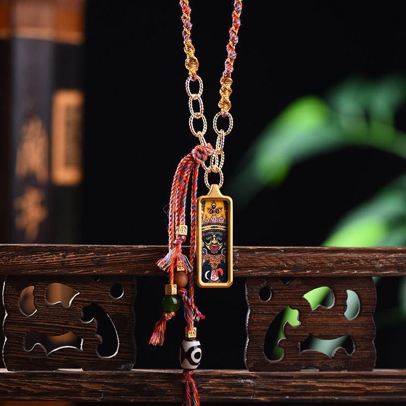 Nimara Ritual Tibet God Of Wealth Titanium Steel Thangka Wealth Necklace Pendant