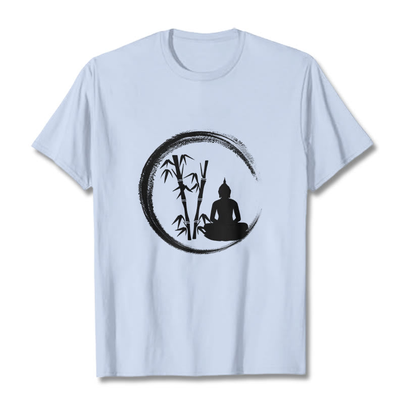 Nimara Ritual Zen Buddha Statue Sitting Bamboo Meditation Tee T-shirt