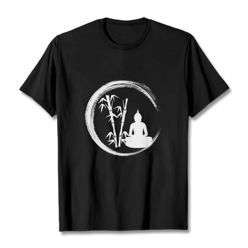 Nimara Ritual Zen Buddha Statue Sitting Bamboo Meditation Tee T-shirt